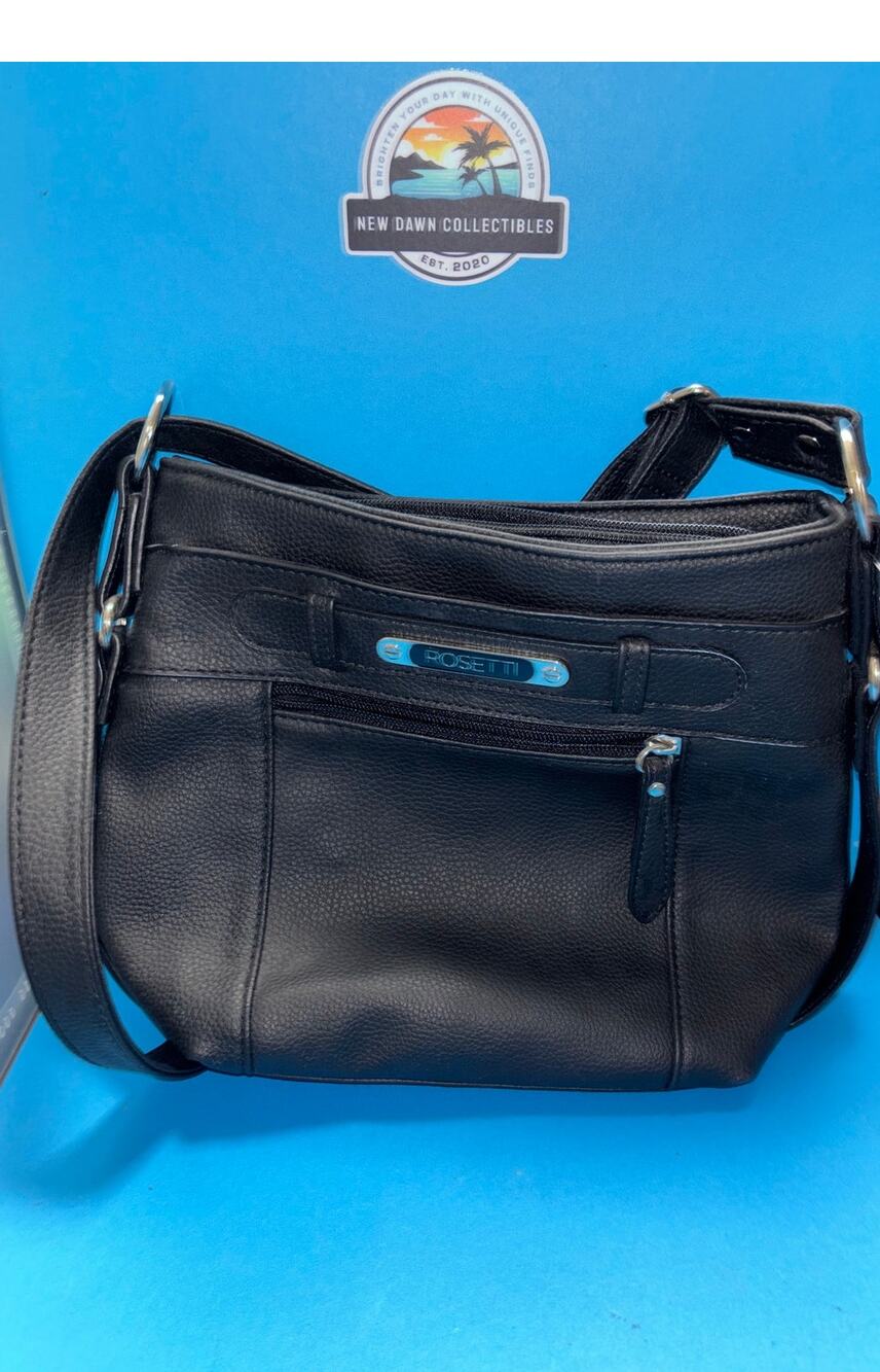 Rosetti Black Pebbled Leather Crossbody Purse Bag